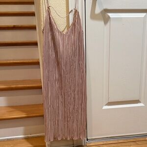 NWT Elegant Gold Pleated Mini Dress